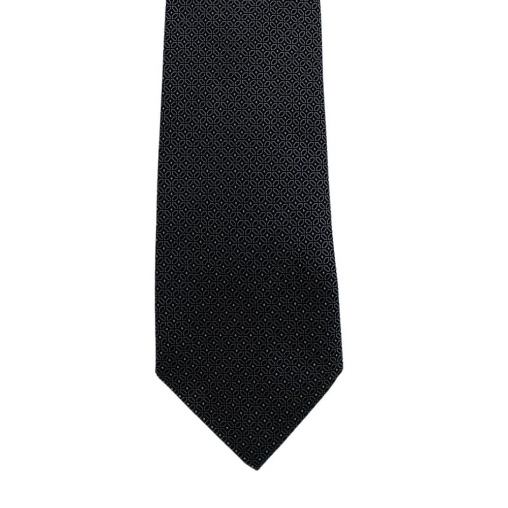 Canali Black Geometric Pattern 100% Silk Tie - Picture 3 of 3